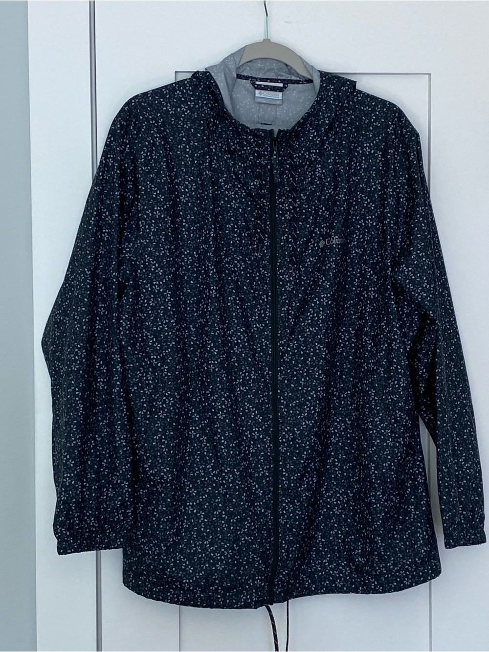 Columbia Black Speckle Hooded Packable Jacket